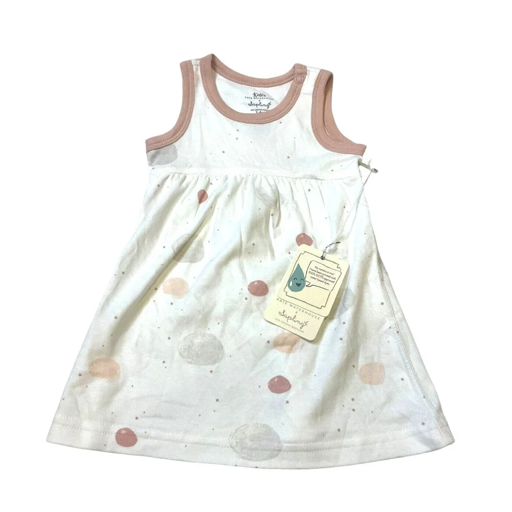 Kate Waterhouse Sapling Girls Blushing Orbit Dress Organic Cotton Size 3-6M NWT